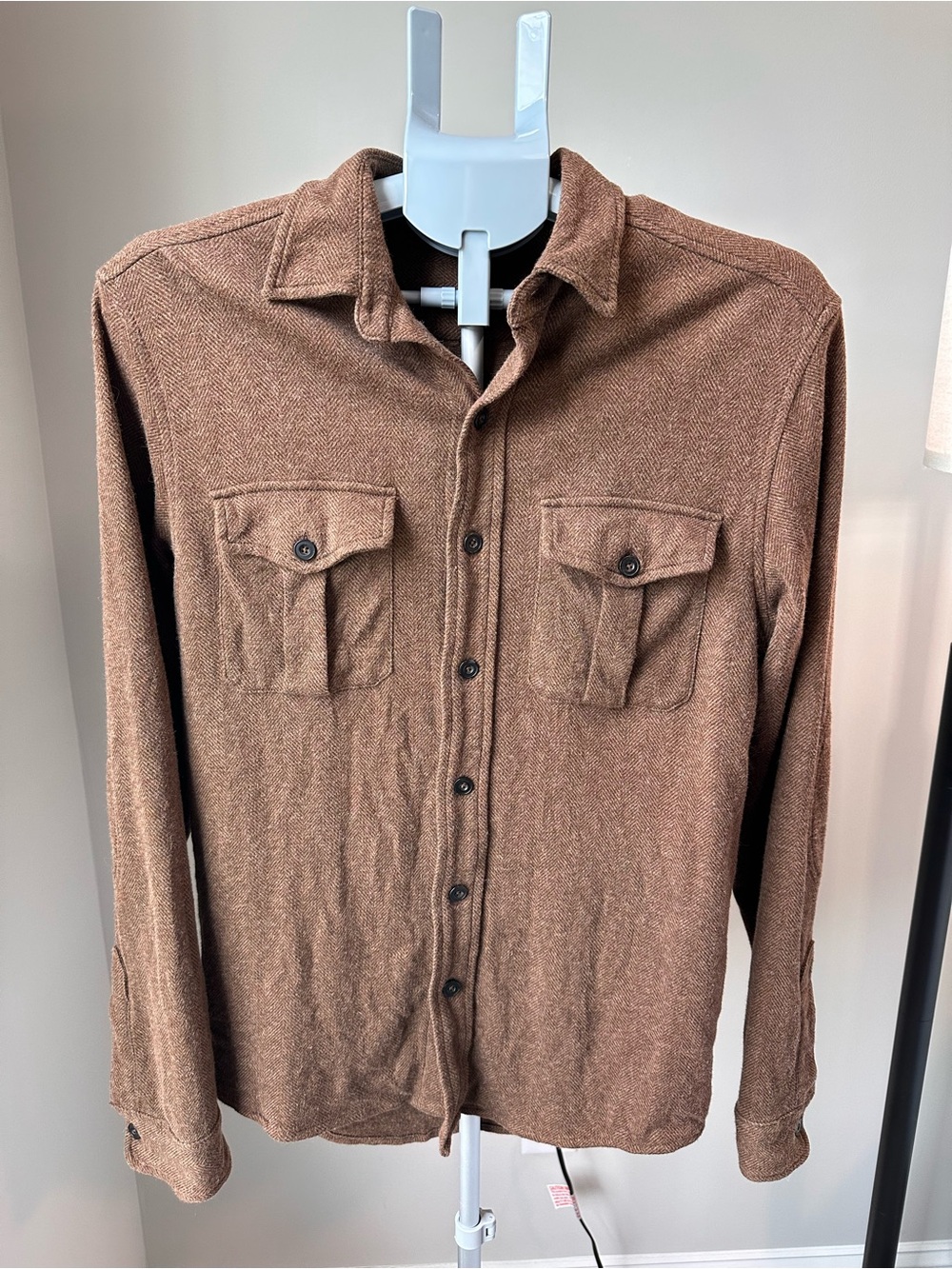 Vintage Polo Ralph Lauren Brown Herringbone Pima Cotton Alpaca Shirt Medium